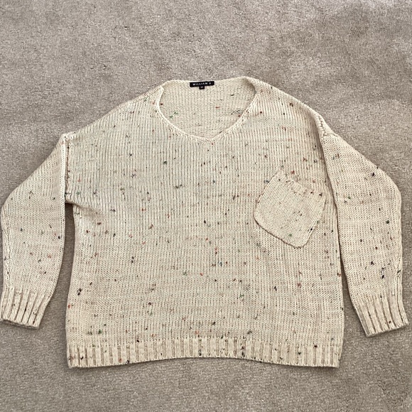 Willow & Root Cream Speckled V-Neck Sweater - Picture 3 of 4